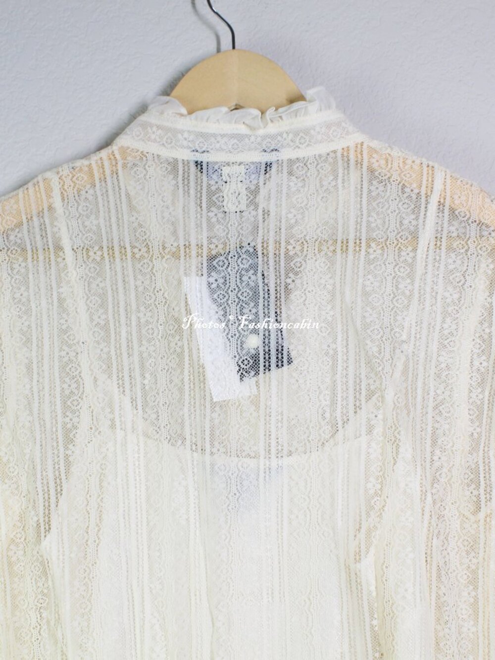 NWT Lauren Ralph Lauren Ruffle Trim Lace Shirt w Camisole, Winter Cream, US 8 - Picture 11 of 15